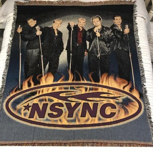 🔵 Vintage & New “NSYNC Live" Throw Blanket Afghan - Highly Collectible - Rare - Picture 1 of 9